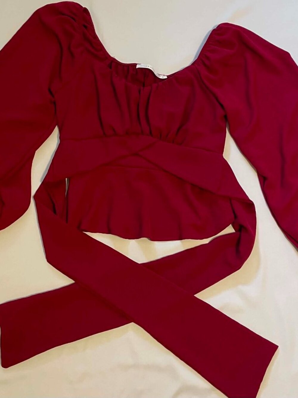 ALTAR’D STATE Women’s Maroon Long Sleeve Blouse with Tie Accent, Size S